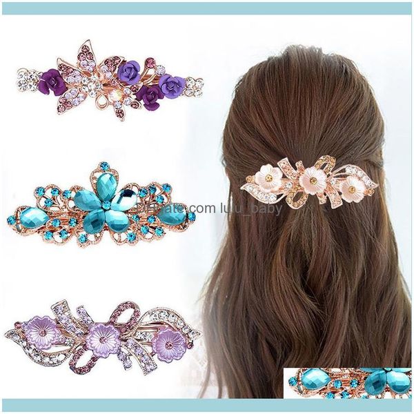 

hair jewelryhair clips & barrettes korean crystal pins alloy flowers wedding bride tiara hairwear women barrette jewelry aessories drop deli, Golden;silver