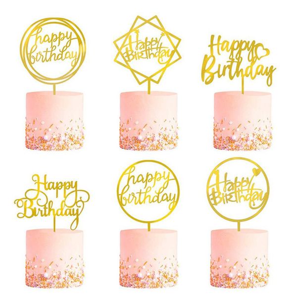 

other event & party supplies 6pcs acrylic happy birthday cake ers gold kids birhday for baby shower decoration promotion