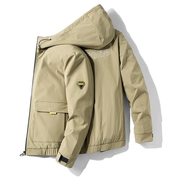 

men's jackets 2021 autumn hooded jacket coat casual large tooling baseball men overcoat work clothes kahki, Black;brown