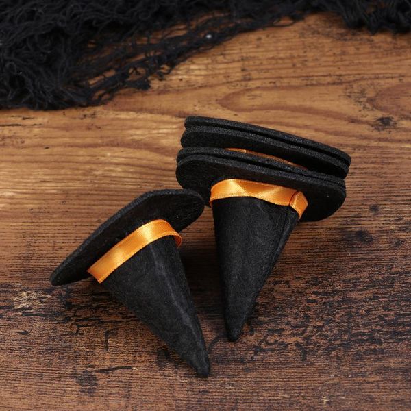 

party hats 6pcs mini felt witch bottle decor for diy hair accessories crafts (black)