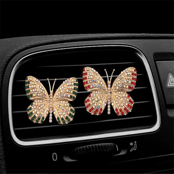 

car air freshener exquisite butterfly shape of rhinestone perfume colorful decoration clip