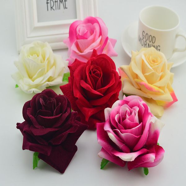 50 pcs de qualidade de seda rosas cabeça para decoração de casamento em casa presente dia dos namorados DIY grinaldas vasos barato flor de flor artificial 210317