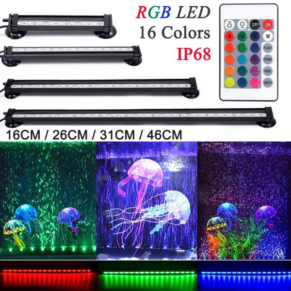 

aquariums lighting led aquarium light waterproof remote control air bubble lamp submersible making oxygen for fish 16-51cm rgb d30