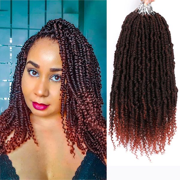 Bomb Twist Häkelhaar, 35,6 cm, Frühlings-Twist-Haar, Häkelzöpfe, 24 Stränge/Stück, Drehungen, Leidenschaft, senegalesisches Haar für Frauen, LS02