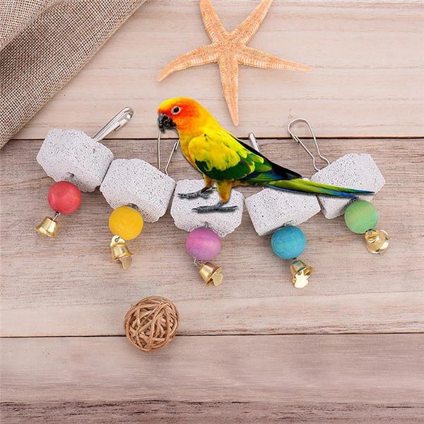 

random color parrot stone bite toy flower design bird chew small animal grinding training toys pet playing other supplies