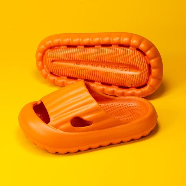 

slipper kids slippers summer boys girls flip flops shoes 4-9years flat soft bottom hollow breathable antiskid children' footwear, Black;grey