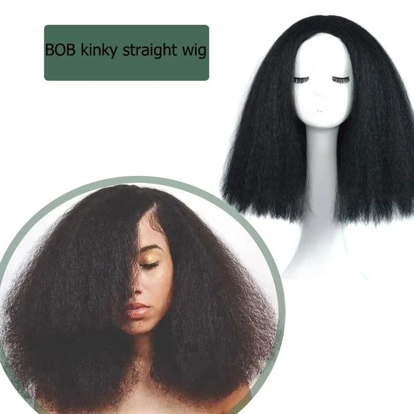 

woman designer synthetic perverted straight hair bob wig black curly browm fluffy 14 inches