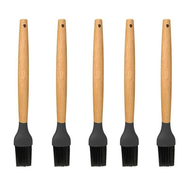 

bike lights 5 pcs silicone brushes bbq brush practical basting oil kitchen baking utensil wood handle