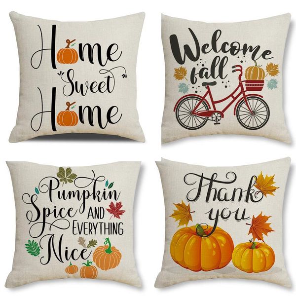 

pillow case 45*45cm halloween pumpkin bicycle printed cushion cover for sofa chair bed pillowcase home decor thanksgiving gifts