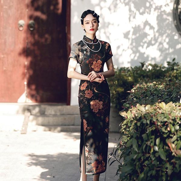 

ethnic clothing h.rong.x summer retro improved cheongsam dress chinesestyle elegant bodycon chipao traditional diagonal long women qipao red