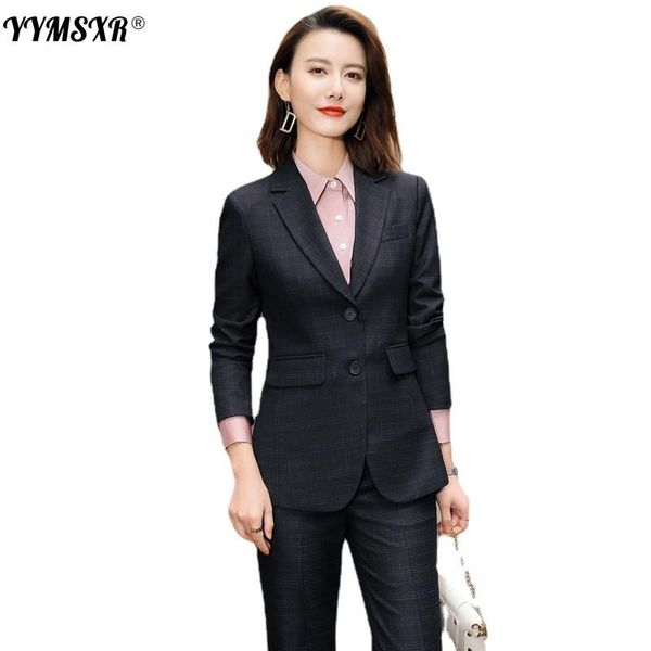 

women's two piece pants autumn and winter temperament suit business career interview outfit slim-fit single-breasted ladies jacket casu, White