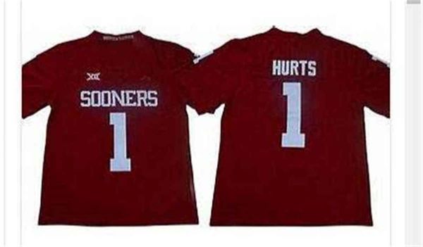 

custom new jalen hurts oklahoma sooners jersey college football jerseys men women youth stitch to add any name number xs-5xl, Black