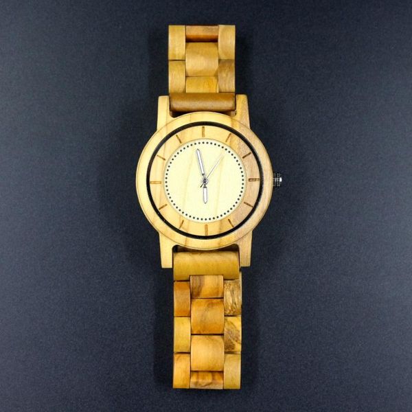 

wristwatches minimal style olivewood men women wood watch olive wooden middle maple gold color wristwatch gift idea, Slivery;brown