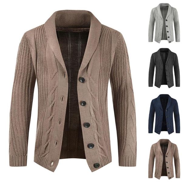 

men's sweaters v neck turn down collar mens long sleeve cardigan casual button knitted warm winter sweater jumper coat, White;black