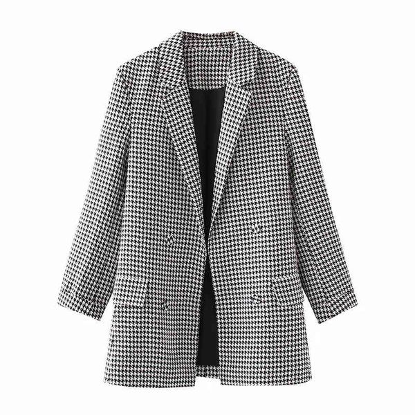 

women's suits & blazers nlzgmsj za women plaid double breasted blazer vintage coat notched collar long sleeve ladies outerwear classic, White;black