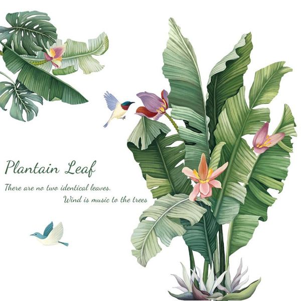 

wall stickers green banana leafs plant removable decals home decoration for living room bedroom waterproof poster