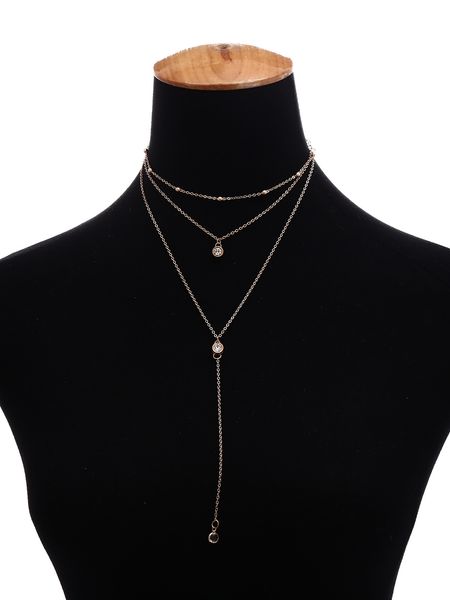 

european and american women fashion pendant necklaces light luxury simple retro ethnic style multi-layer alloy short clavicle chain jewelry, Silver