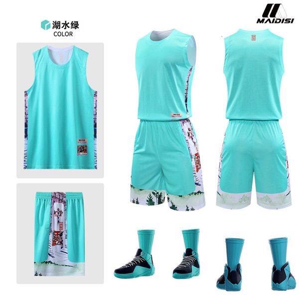 

tracksuit sport suit men's basketball hip hop children's game training shirt trendy parent-child running fitness vest two-piece se, Gray