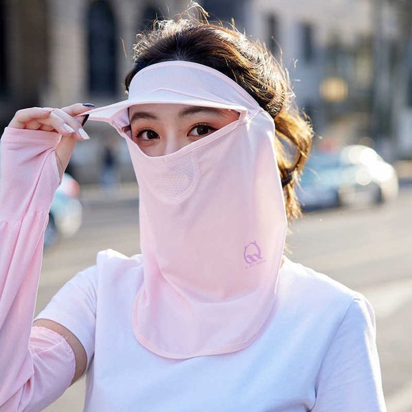 

summer sunscreen women's face anti ultraviolet hat ice thin veil dust neck mask men