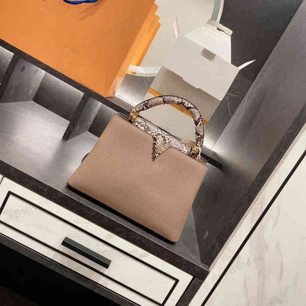 

matching box cowhide lychee pattern shoulder bag women's designer taurillon capucines bb design size 27*18cm