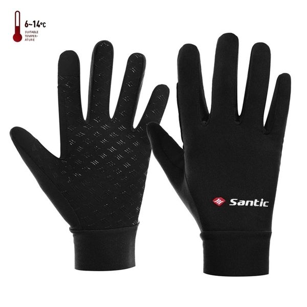 Santic Guanti da ciclismo da uomo Bike MTB Warm Plus Fleece Touch screen a prova di freddo Full Finger Winter Asian Size W0P079 211124