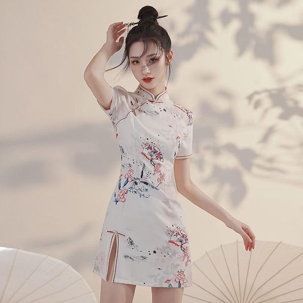 

ethnic clothing summer improved cheongsam chinese style small dress with short buttock skirt, Red