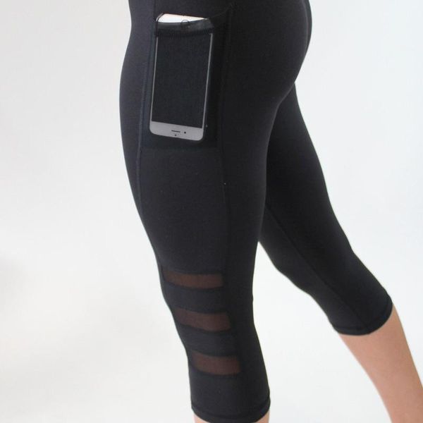 

yoga outfit mesh energy tights solid pocket elastic pants women running training black gym legging fitness female sports leggings