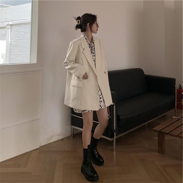 

women's suits & blazers suit coat 2021 autumn british solid color white black design vintage