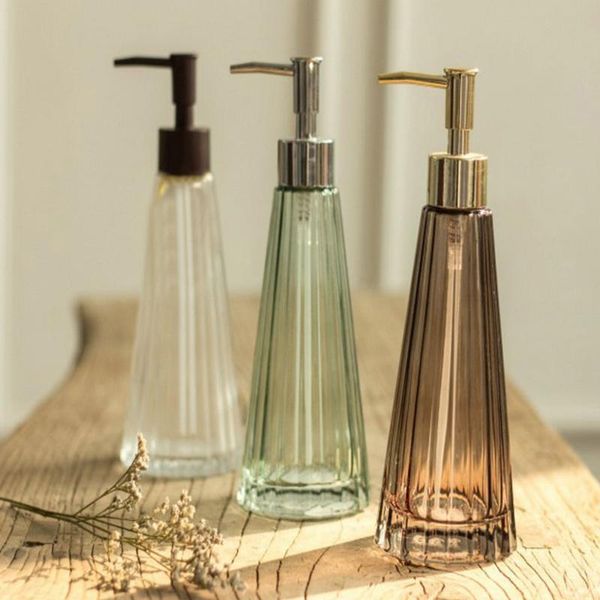 

push-type cone light luxury 300ml glass hand sanitizer lotion bottle soap dispenser travel household bathroom supplies storage liquid