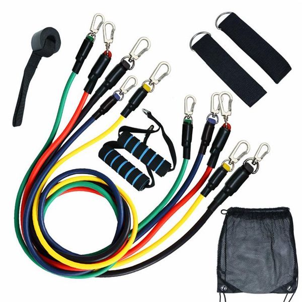 

exercise workout tube set 11 piece resistance band yoga belt stretch bands