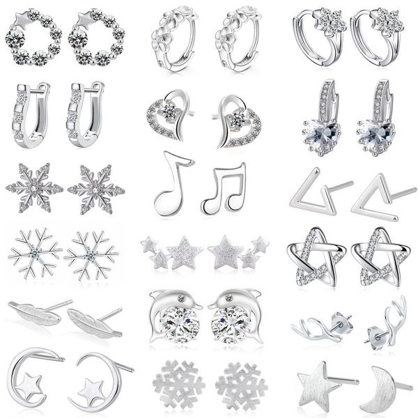 

stud octbyna fashion silver color crystal earring for girl with star&moon brand women jewelry drop, Golden;silver