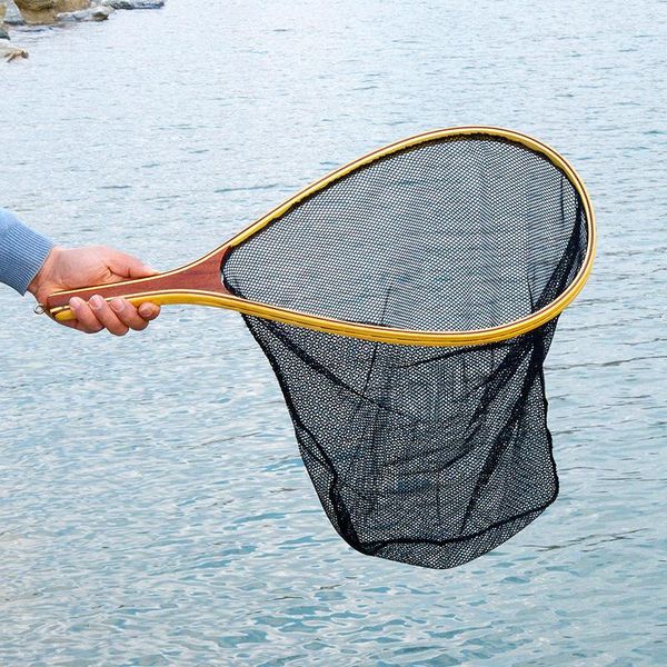 

fishing accessories bamboo portabal landing net handle mesh fish catcher