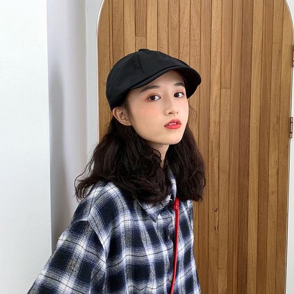 

stingy brim hats 2021 fashion autumn casual vintage solid color berets sun hat panama paper cotton women men cap, Blue;gray