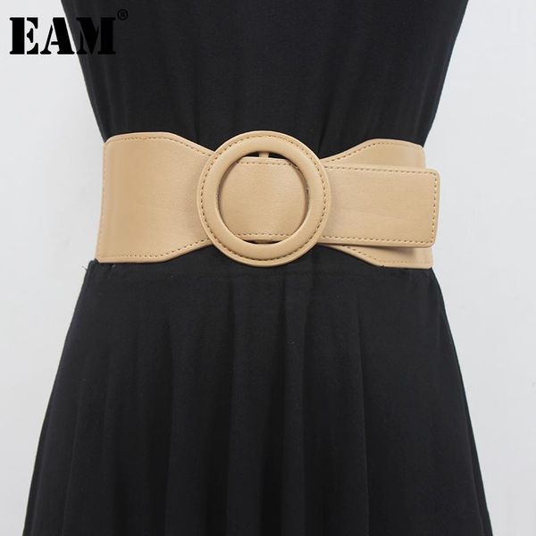

belts [eam] pu leather apricot back elastic long wide belt personality women fashion tide all-match spring autumn 2021 1de1625, Black;brown