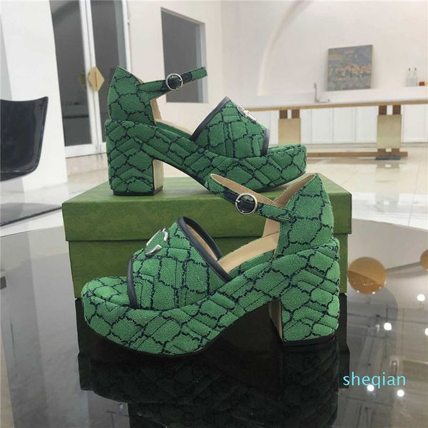 

designer high-heeled sandals crystal calf thick bottom women slippers grid leather classic quilted platform fashion casual shoes, Black