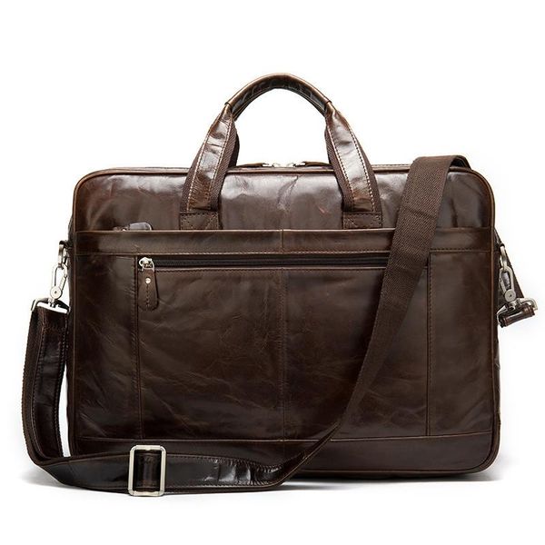 

retro men's briefcase handbag cow leather handbags 15.6 lapbag daily working tote bags men travel male for documents briefcases