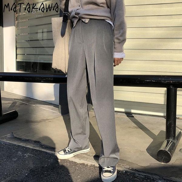 

women's pants & capris matakawa simple high-waist straight-leg design woman solid color suit korean chic spring casual trousers women, Black;white