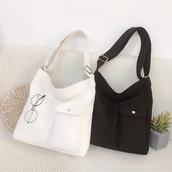 

storage bags women man canvas bag solid color ladies purse shoulder casual travel school student shopping office lady handbag