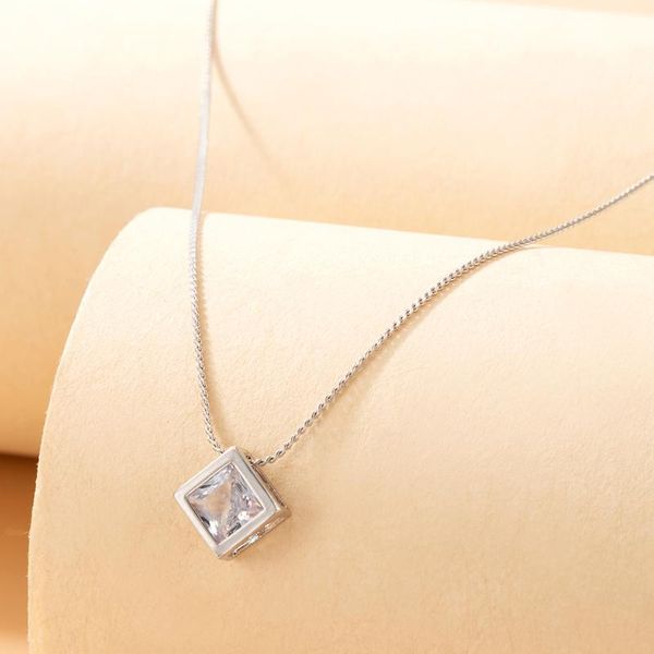 

pendant necklaces simple clear crystal necklace for women elegant love heart geometry pandent choker female wedding jewelry accessori, Silver