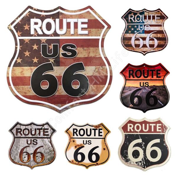 

route 66 signs vintage road signs high way metal tin sign for art wall decor 12" x 12" inches retro metal signs iron painting
