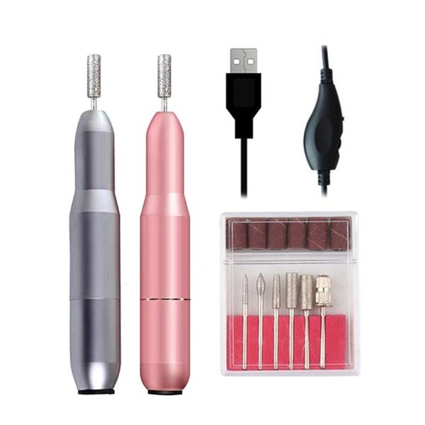 

nail art equipment x7ja portable usb electric drill kit grinding polisher machine pedicure tools, Silver