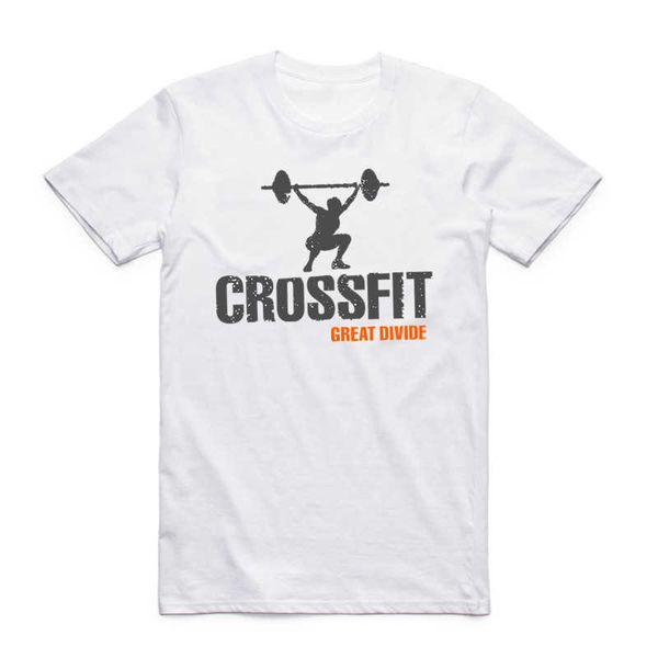 Homens Mulheres Imprimir Crânio Crossfit Camiseta Verão Moda O Pescoço Manga Curta Camisetas Fitness Branco Branca T-shirt 210629