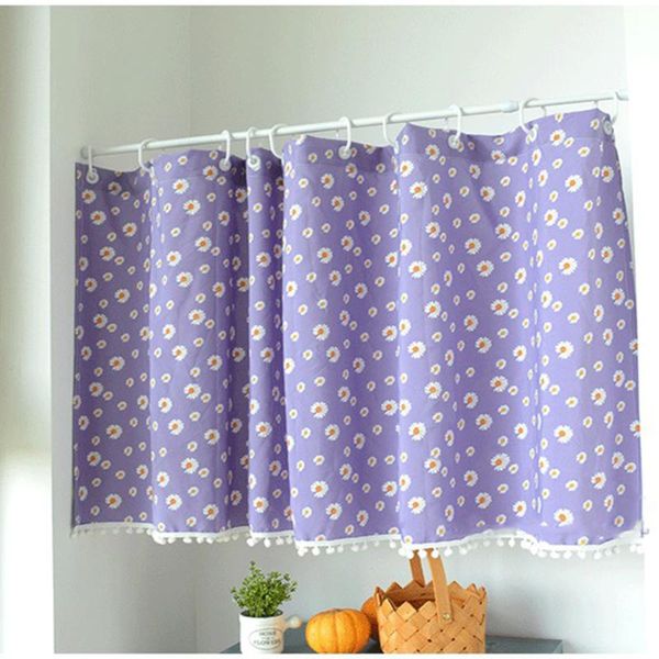 

curtain & drapes purple with small chrysanthemum balcony half decoration fruit pattern printing cabinet kitchen bathroom short