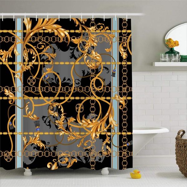 

baroque retro style shower curtain geometric pattern bathroom decor polyester fabric bathtub with hooks waterproof curtains