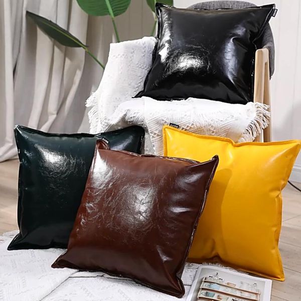 

cushion/decorative pillow pu leather waterproof cushion covers square home sofa decorative throw cases soft pillowcase textiles 45*45cm