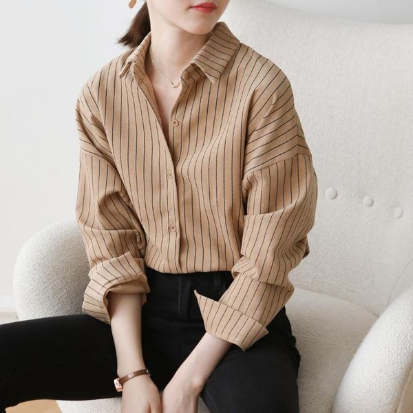 

women's blouses & shirts ladies striped shirt women 2021 spring and summer sweet design sense light mature style student bottoming, White