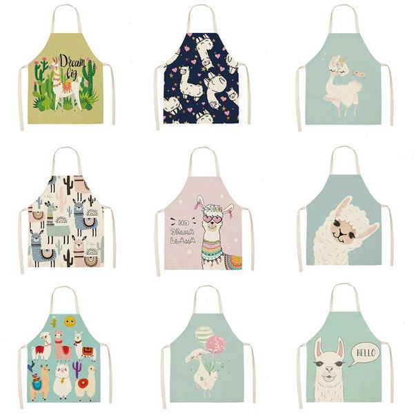 

alpaca cactus fairy pattern linen apron ladies baking kitchen cooking men's cafe aprons