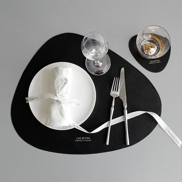 

mats & pads leather nordic creatives dinette mat triangle elliptical pad waterproof oil insulated dining table placemat and set