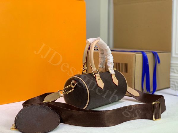 

papillon bb shoulder crossbody bags embossed clutch grained womens detachable strap handbag by the pool round coin purse m45707 designer bag, Red;black