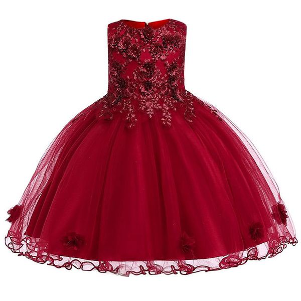 

girl's dresses summer child baby girl flower dress bridesmaid toddler elegant vestido infantil formal party tutu l5061, Red;yellow